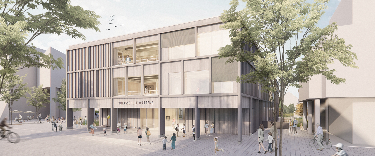 Rendering Volksschule Wattens Außenansicht